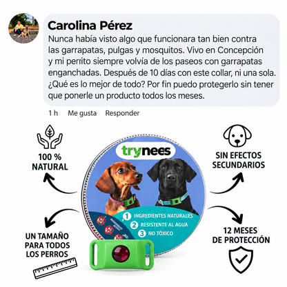 TryNees™ 12 meses de protección contra pulgas, garrapatas y parásitos.